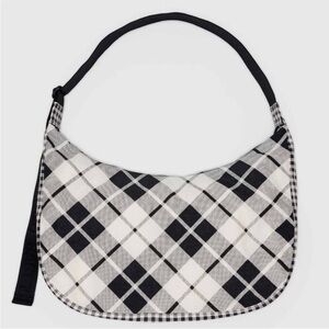 NWT Baggu Large Nylon Crescent Bag - Mixed Plaid